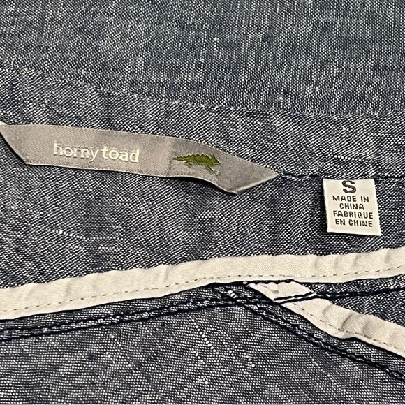 Horny Toad Linen Sheath Dress Blue Chambray Shift Knee Length Sleeveless, sz S - Picture 2 of 10